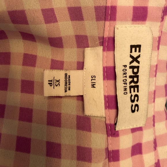 EXPRESS Purple and White Gingham Button Down Blouse - Picture 16 of 16